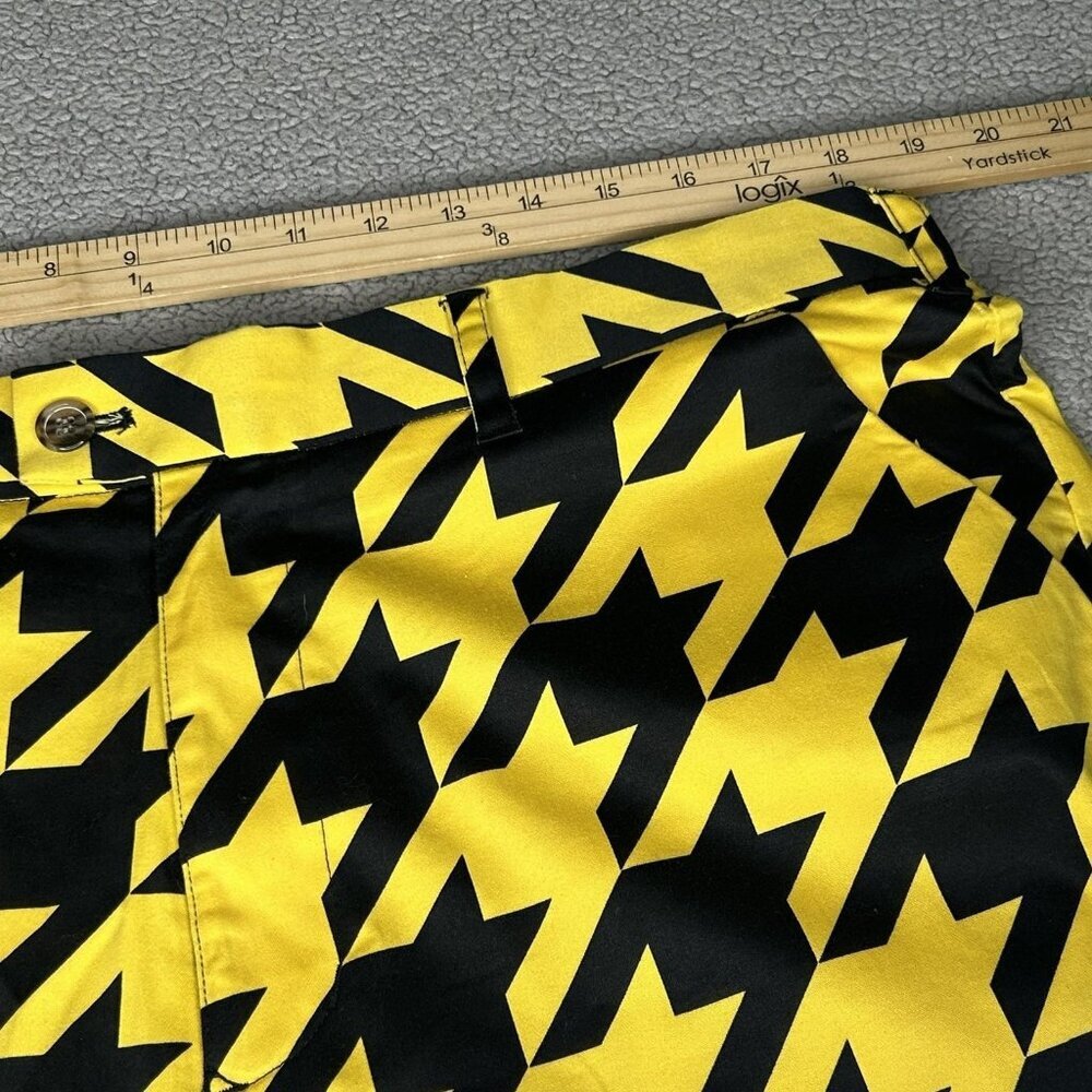 Loudmouth Golf Shorts Mens 38 Yellow Houndstooth Chino Stretch Golf 11 Inseam - Picture 8 of 10